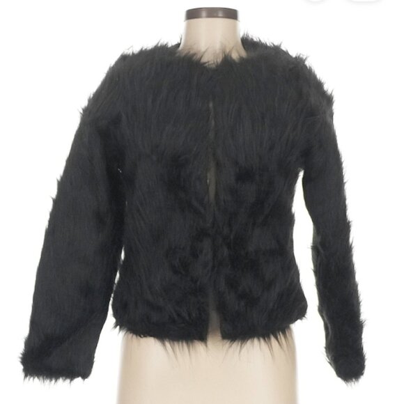 Lanshifei Black Faux Fur Jacket - Picture 2 of 7